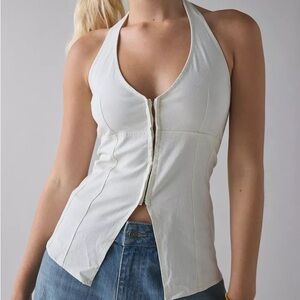 UO Sari Seamed Linen-Blend Halter Natural Color Vest Top NWT, Various Sizes